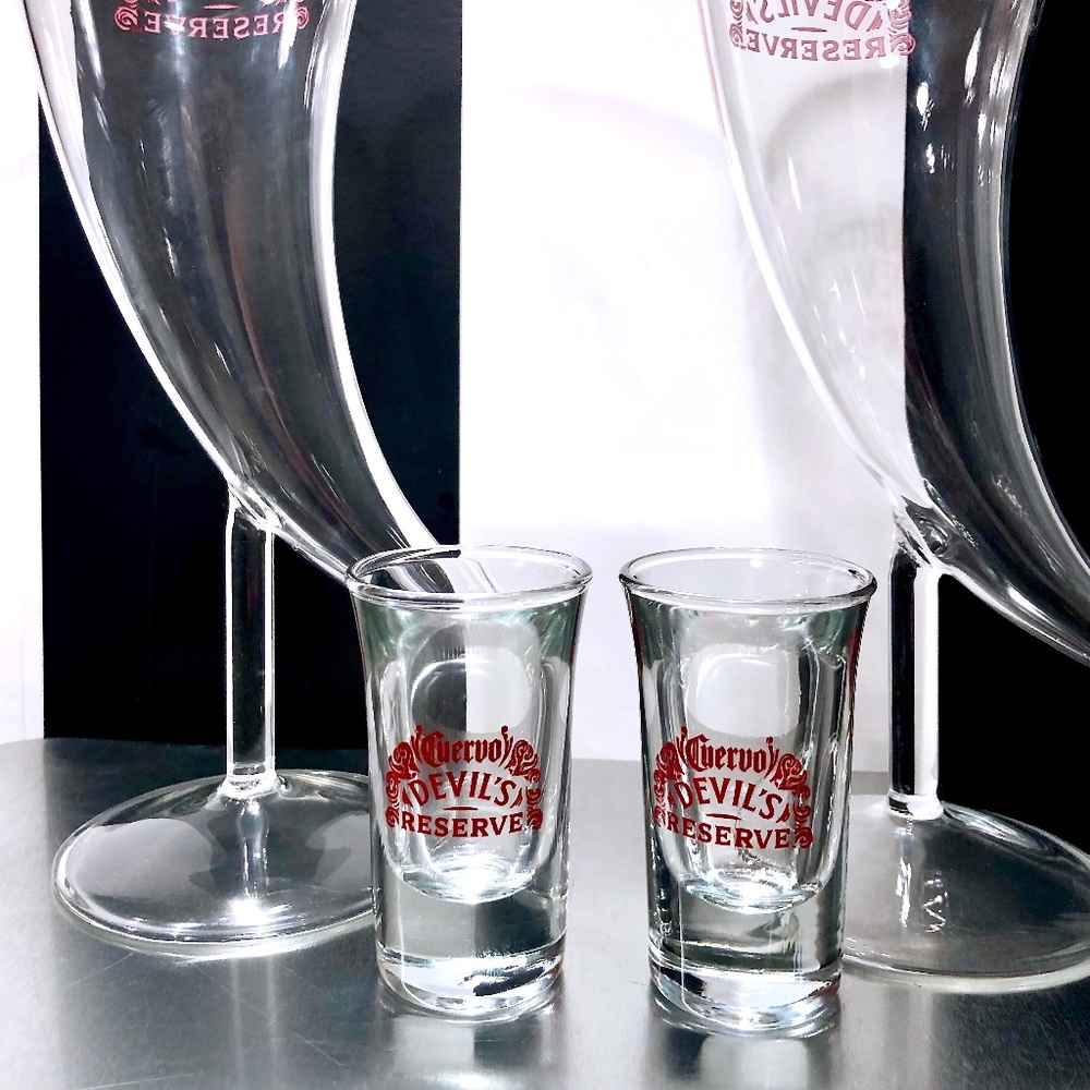 New Jose Cuervo Devil's Reserve Glassware, Cocktail & Shot Glasses, Stir & Picks